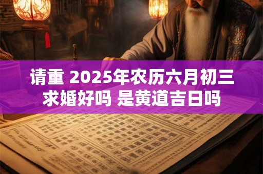 请重 2025年农历六月初三求婚好吗 是黄道吉日吗