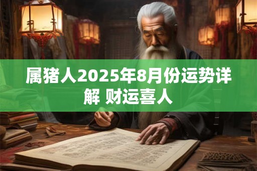 属猪人2025年8月份运势详解 财运喜人