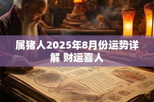 属猪人2025年8月份运势详解 财运喜人