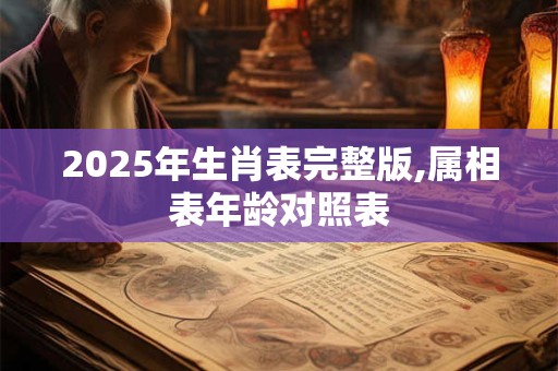 2025年生肖表完整版,属相表年龄对照表