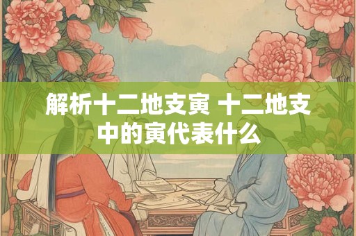 解析十二地支寅 十二地支中的寅代表什么
