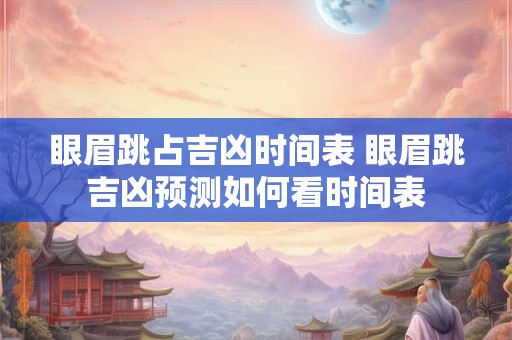 眼眉跳占吉凶时间表 眼眉跳吉凶预测如何看时间表