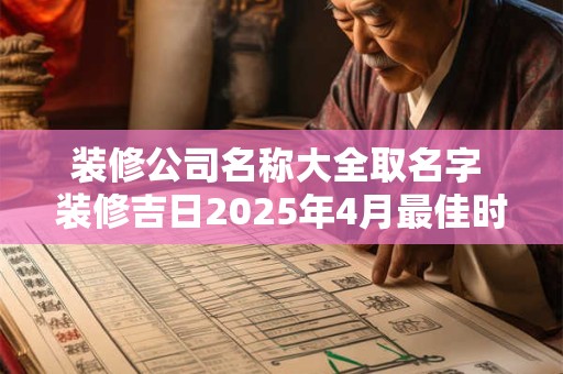 装修公司名称大全取名字 装修吉日2025年4月最佳时间
