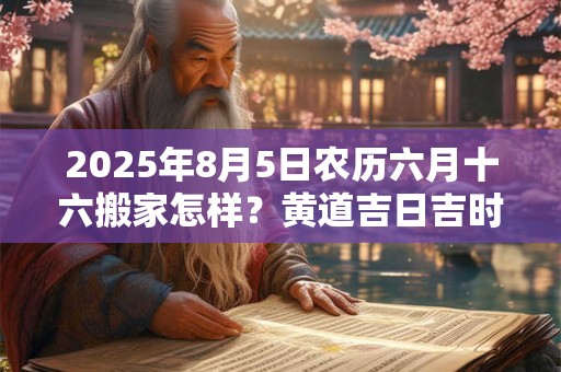 2025年8月5日农历六月十六搬家怎样？黄道吉日吉时黄历查询
