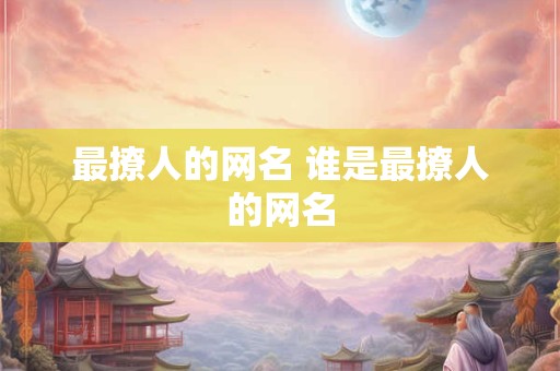最撩人的网名 谁是最撩人的网名