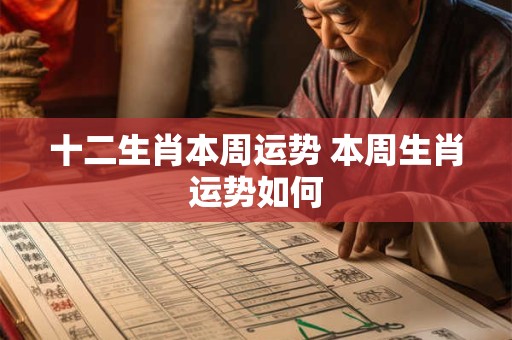 十二生肖本周运势 本周生肖运势如何