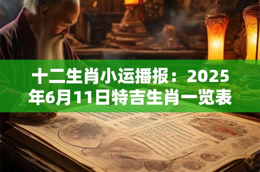 十二生肖小运播报：2025年6月11日特吉生肖一览表