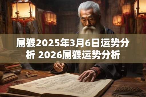 属猴2025年3月6日运势分析 2026属猴运势分析