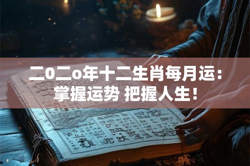 二0二o年十二生肖每月运:掌握运势 把握人生! 二0二o年十二生肖每月运:掌握运势 把握人生!