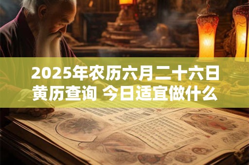 2025年农历六月二十六日黄历查询 今日适宜做什么