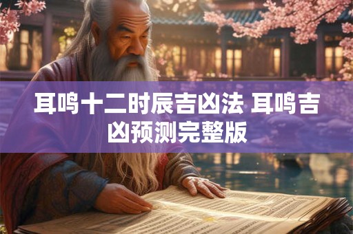 耳鸣十二时辰吉凶法 耳鸣吉凶预测完整版