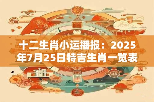 十二生肖小运播报：2025年7月25日特吉生肖一览表
