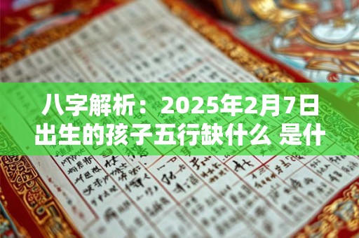 八字解析：2025年2月7日出生的孩子五行缺什么 是什么命