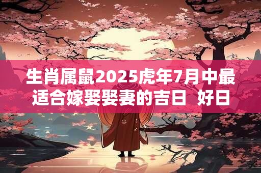 生肖属鼠2025虎年7月中最适合嫁娶娶妻的吉日  好日子查询