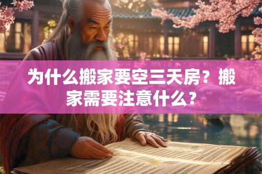 为什么搬家要空三天房？搬家需要注意什么？