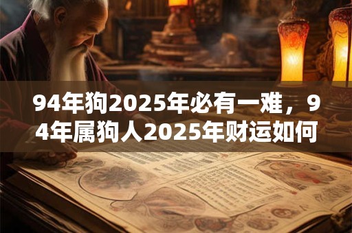 94年狗2025年必有一难,94年属狗人2025年财运如何? 94年狗2025年必有一难,94年属狗人2025年财运如何?