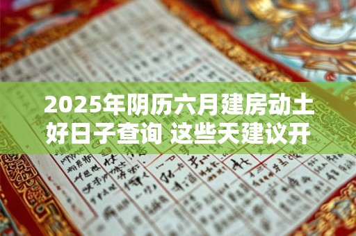 2025年阴历六月建房动土好日子查询 这些天建议开工