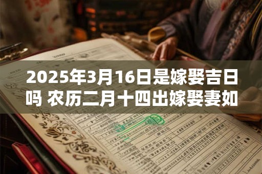 2026年3月16日是嫁娶吉日吗 农历二月十四出嫁娶妻如何