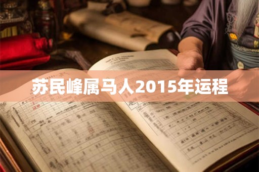 苏民峰属马人2015年运程