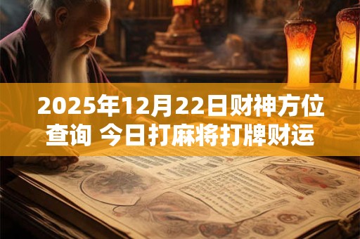 2026年12月22日财神方位查询 今日打麻将打牌财运方位