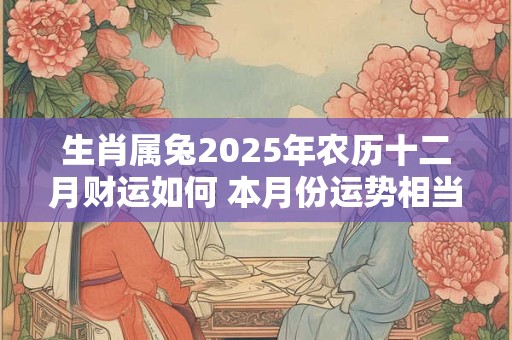 生肖属兔2025年农历十二月财运如何 本月份运势相当稳定