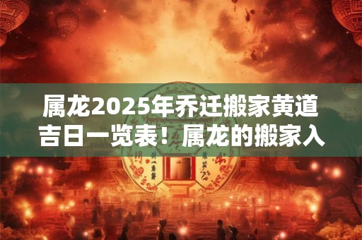 属龙2025年乔迁搬家黄道吉日一览表！属龙的搬家入宅吉日