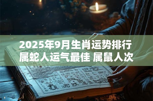 2025年9月生肖运势排行 属蛇人运气最佳 属鼠人次之