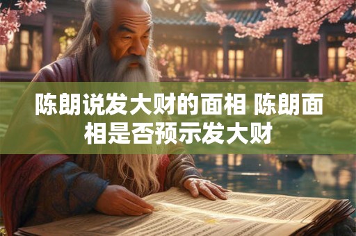 陈朗说发大财的面相 陈朗面相是否预示发大财