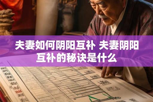 夫妻如何阴阳互补 夫妻阴阳互补的秘诀是什么