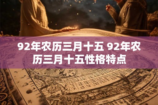 92年农历三月十五 92年农历三月十五性格特点