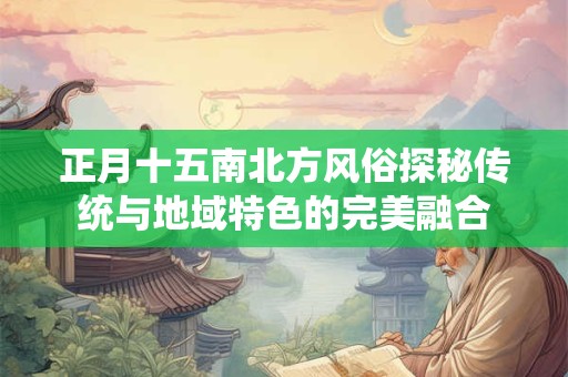 正月十五南北方风俗探秘传统与地域特色的完美融合