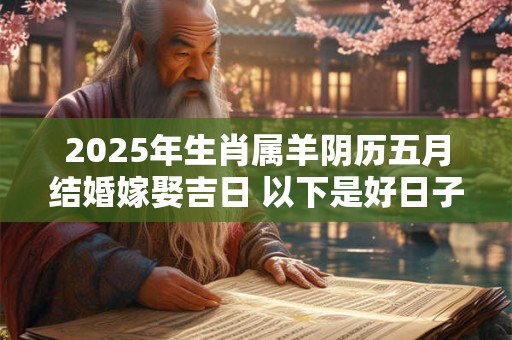 2025年生肖属羊阴历五月结婚嫁娶吉日 以下是好日子