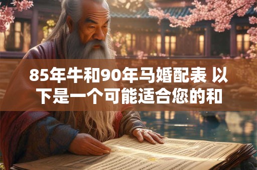 85年牛和90年马婚配表 以下是一个可能适合您的和