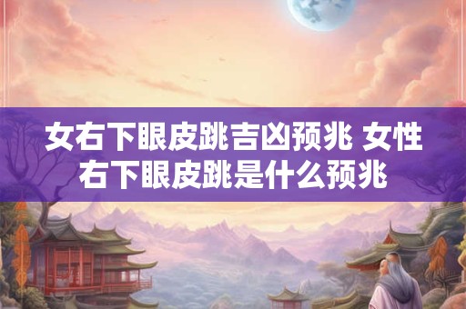 女右下眼皮跳吉凶预兆 女性右下眼皮跳是什么预兆