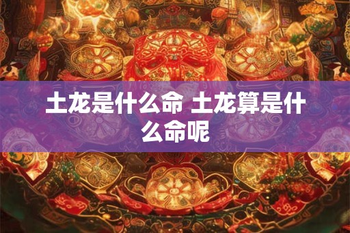 土龙是什么命 土龙算是什么命呢