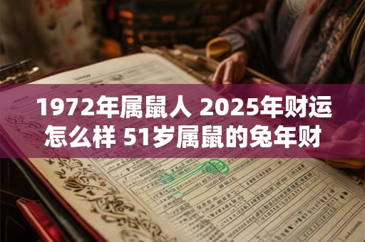 1972年属鼠人 2025年财运怎么样 51岁属鼠的兔年财气好吗