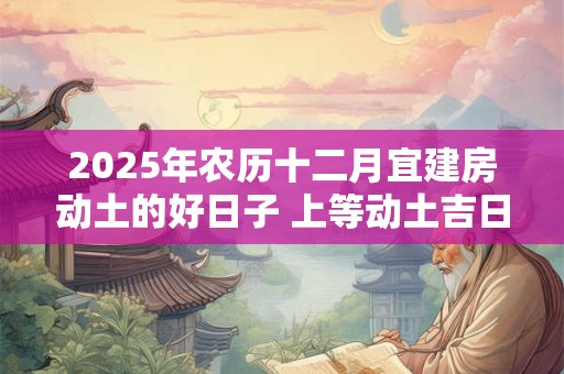2025年农历十二月宜建房动土的好日子 上等动土吉日