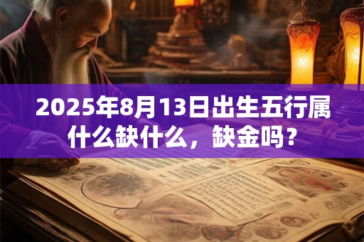 2025年8月13日出生五行属什么缺什么，缺金吗？