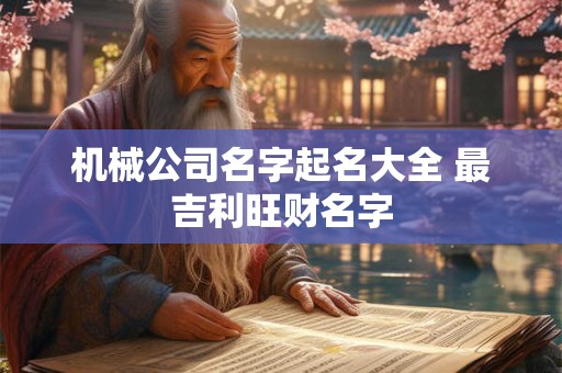 机械公司名字起名大全 最吉利旺财名字