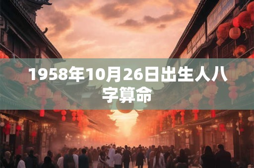1958年10月26日出生人八字算命