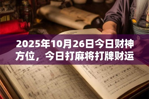 2025年10月26日今日财神方位，今日打麻将打牌财运方位