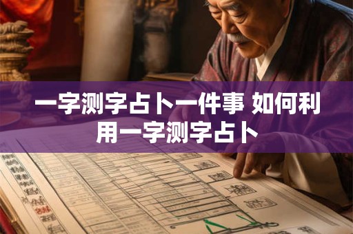 一字测字占卜一件事 如何利用一字测字占卜