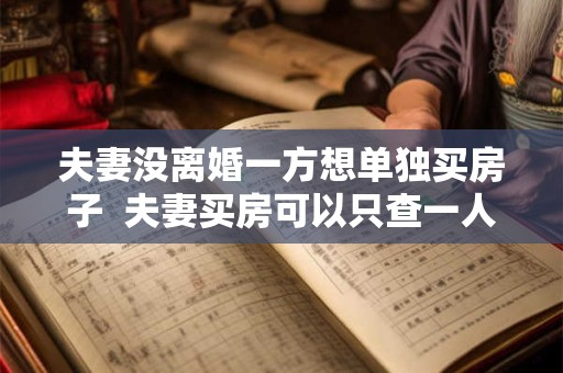 夫妻没离婚一方想单独买房子  夫妻买房可以只查一人征信吗