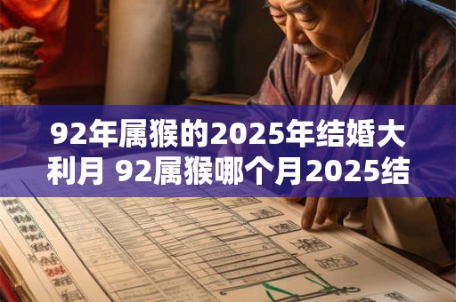 92年属猴的2025年结婚大利月 92属猴哪个月2025结婚最吉利