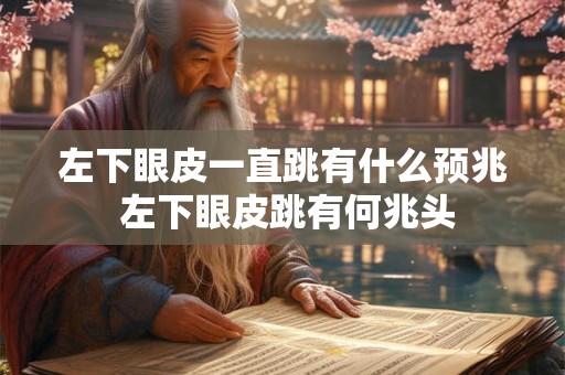 左下眼皮一直跳有什么预兆 左下眼皮跳有何兆头