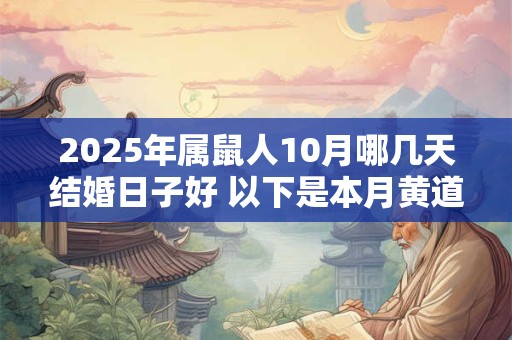 2025年属鼠人10月哪几天结婚日子好 以下是本月黄道吉日