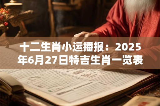 十二生肖小运播报：2025年6月27日特吉生肖一览表
