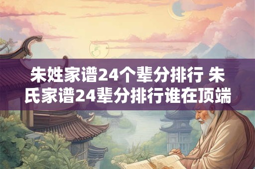 朱姓家谱24个辈分排行 朱氏家谱24辈分排行谁在顶端