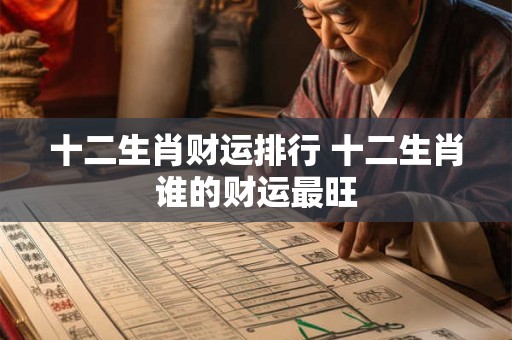 十二生肖财运排行 十二生肖谁的财运最旺