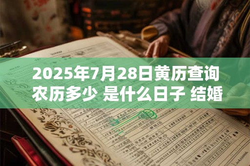 2025年7月28日黄历查询 农历多少 是什么日子 结婚吉时 2025年7月28日黄历查询 农历多少 是什么日子 结婚吉时